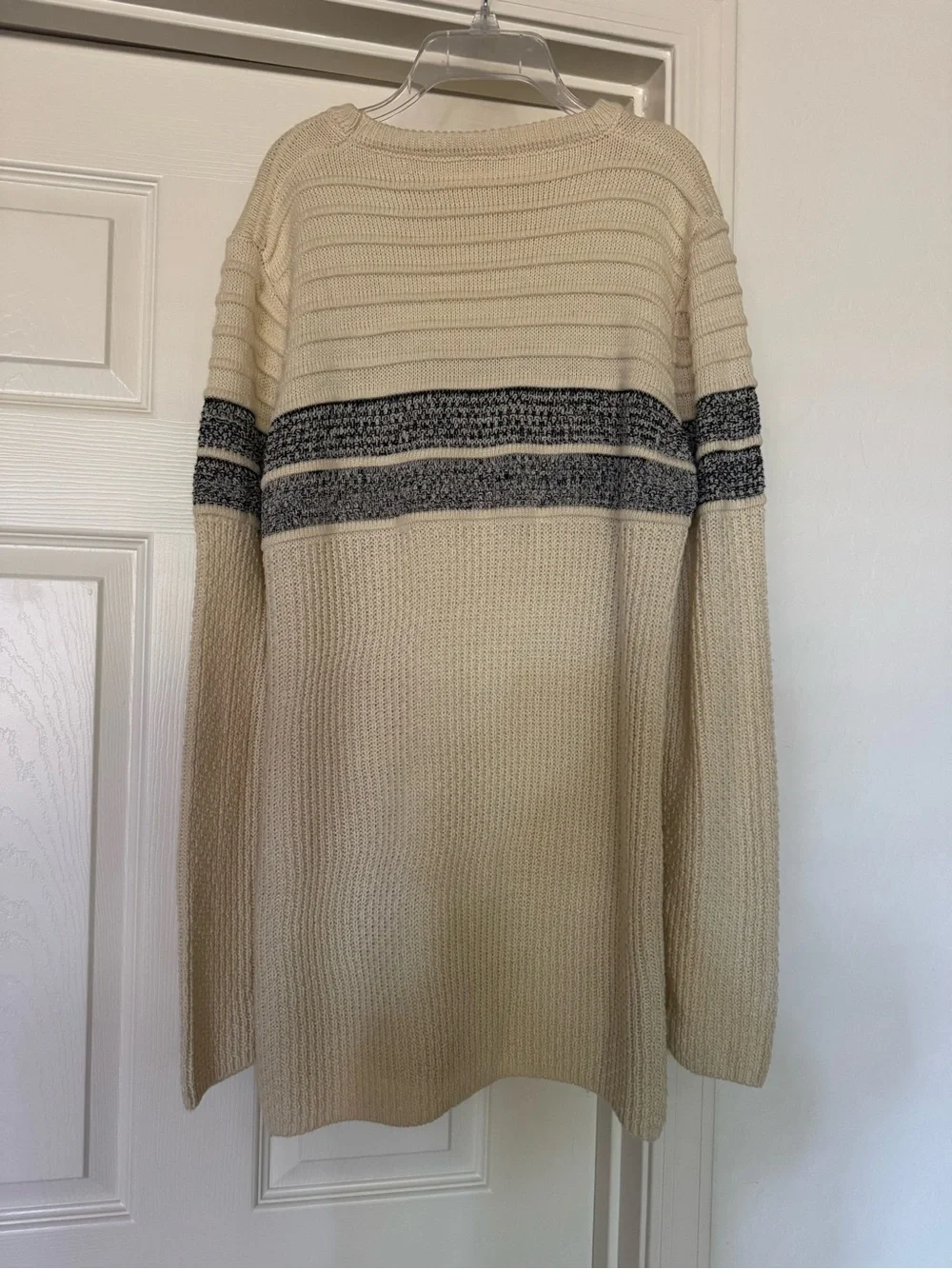 Autumn And Winter Round Neck Color Matching Trend Men's Striped Sweater Large